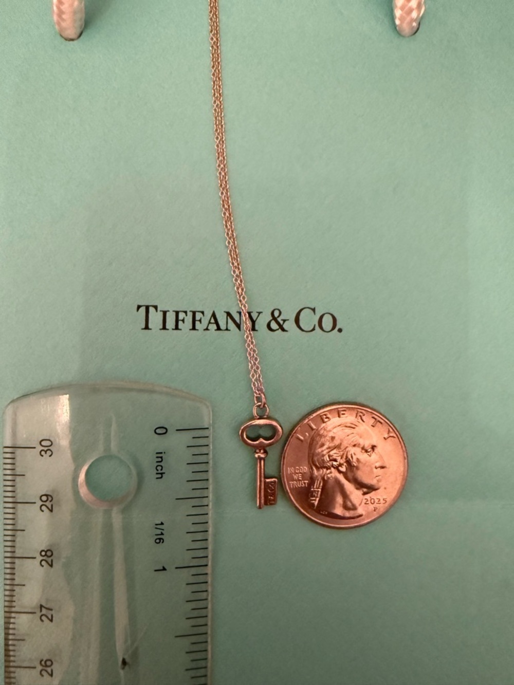 Preowned Tiffany & Co. sterling silver key charm necklace - Picture 6 of 8